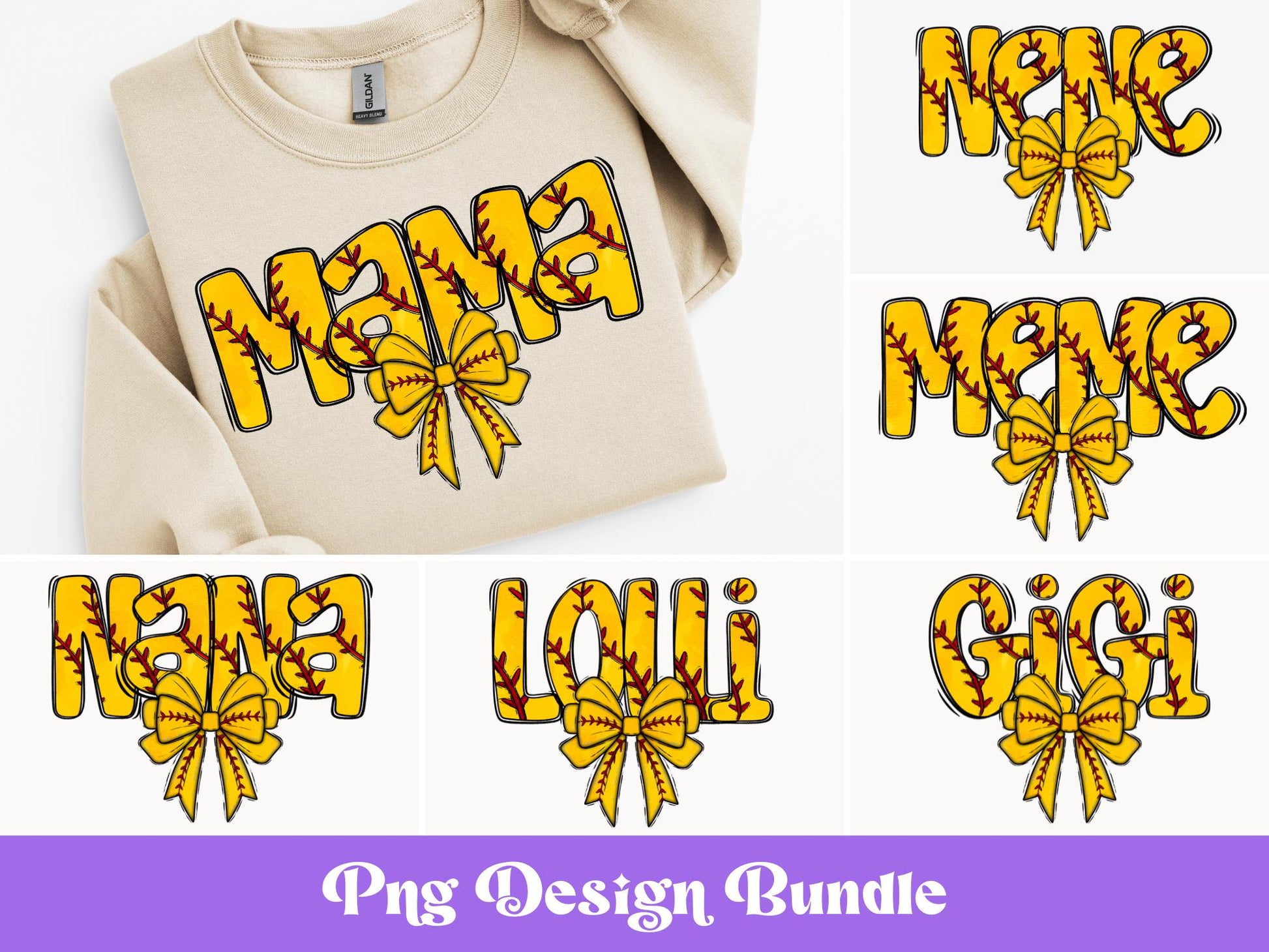 Softball PNG Bundle: Coquette Bow Clipart, Sublimation Designs (Digital File)