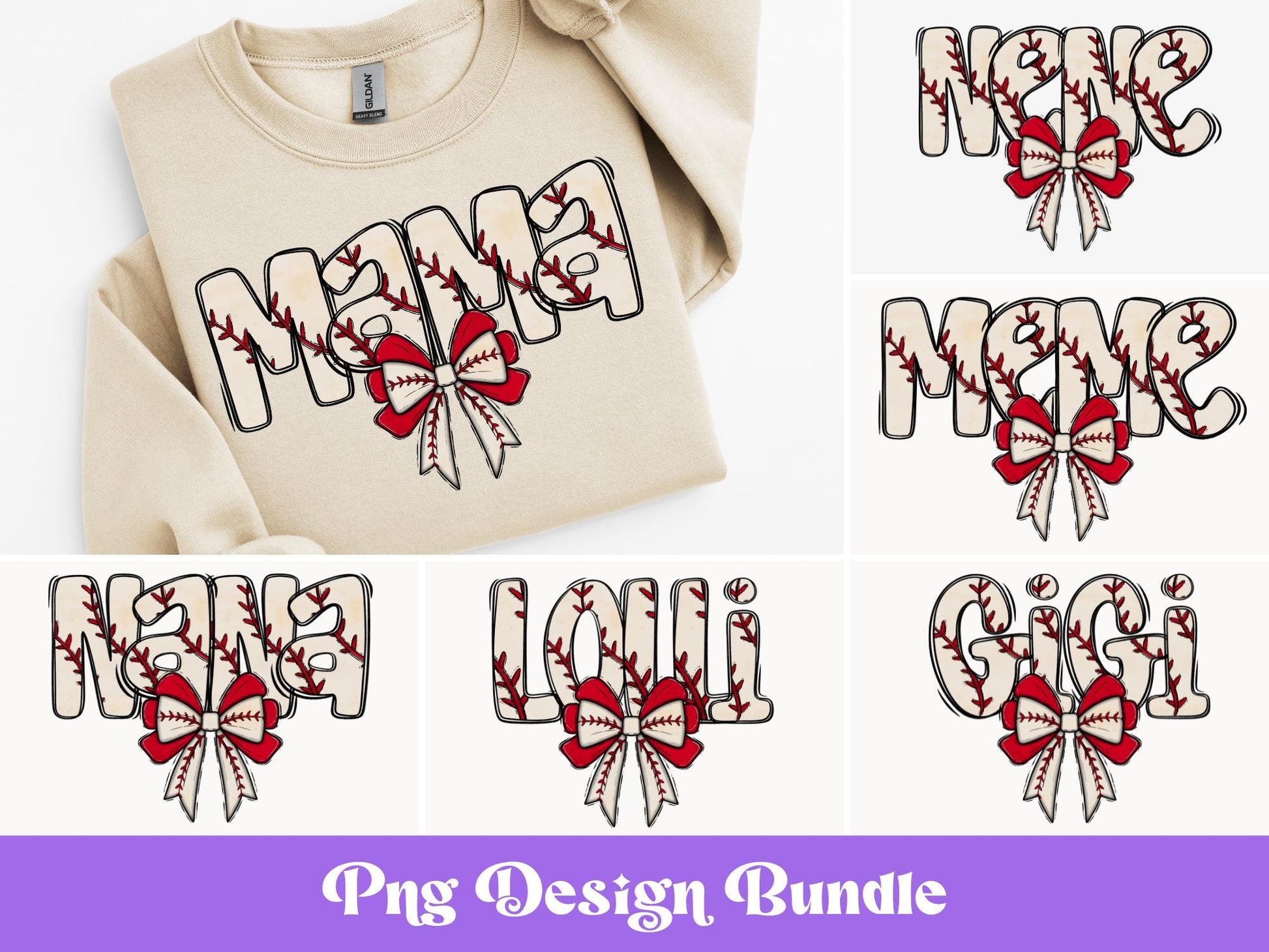 Baseball Names PNG Bundle: Sublimation Designs, Sports Clipart (Digital File)