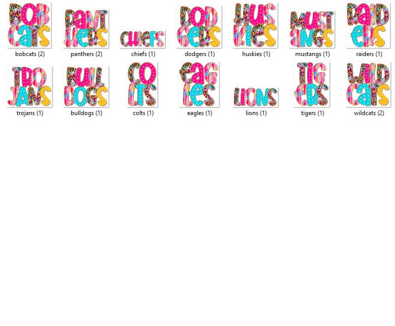 Mascot Name PNG Bundle: Leopard Print Glitter Sublimation Designs (Digital File)