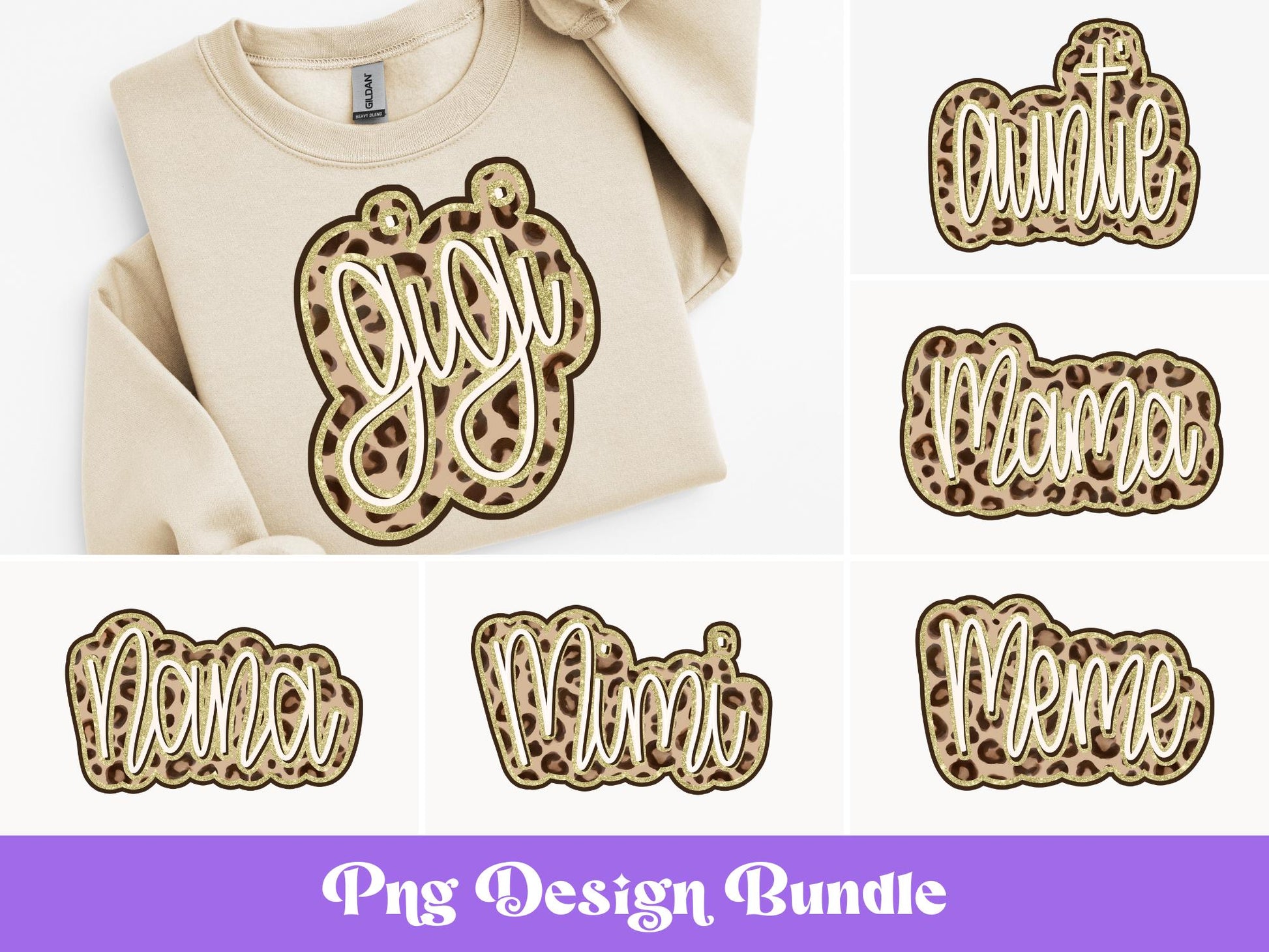 Leopard Print PNG Design Bundle: Cheetah Mom Life Sublimation