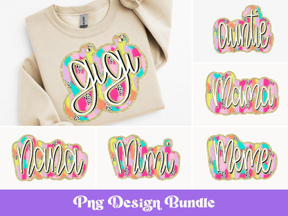 Preppy Doodle Letters PNG Bundle: Mother's Day Design (Digital Download)