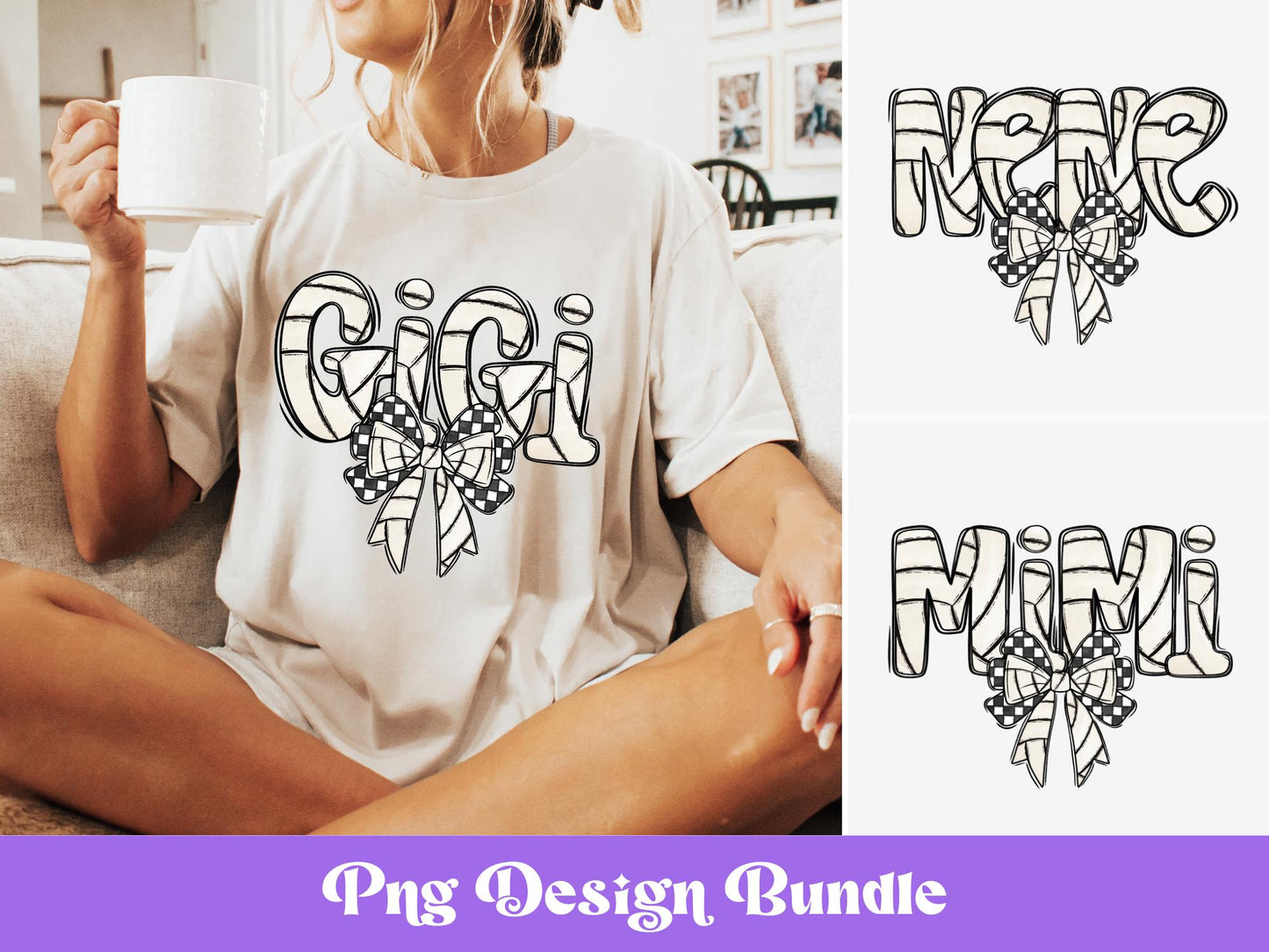 Checkered Volleyball PNG Bundle: Coquette Bow Clipart (Digital Download