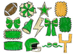 Football Clipart PNG Bundle, Hand Drawn, Commercial Use, School Spirit, Game Day