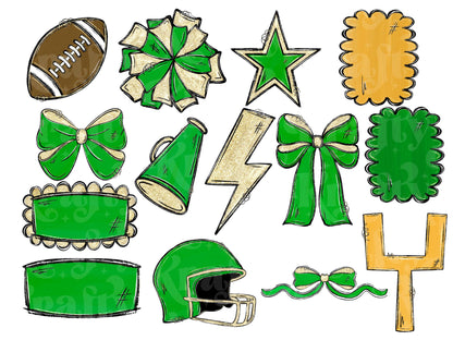 Football Clipart PNG Bundle, Hand Drawn, Commercial Use, School Spirit, Game Day