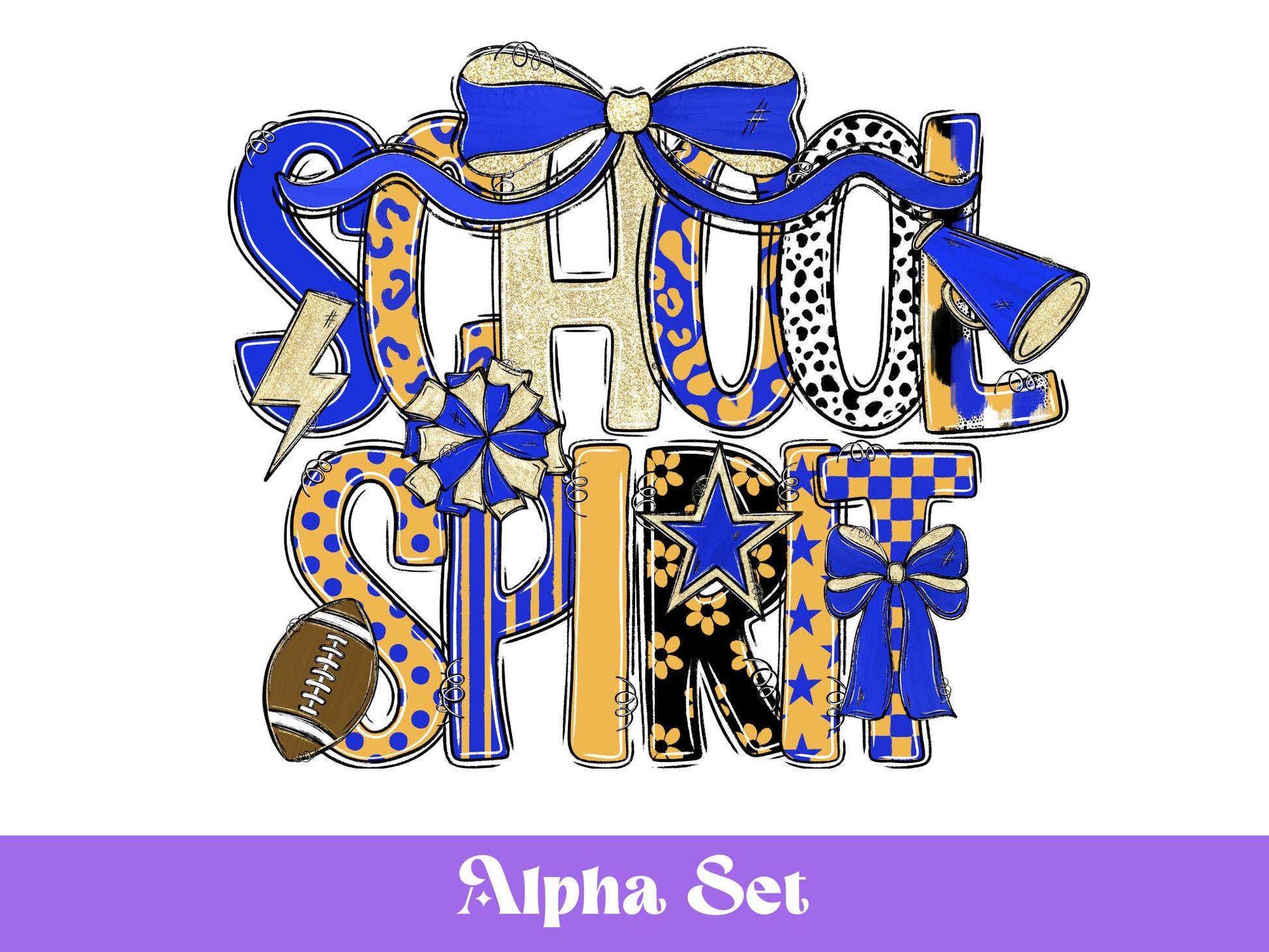 School Spirit Alphabet Clipart: Hand-Drawn Mascot Doodle (Digital Download)
