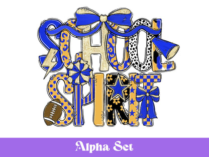 School Spirit Alphabet Clipart: Hand-Drawn Mascot Doodle (Digital Download)