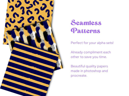 School Colors Seamless Pattern, Sublimation, Hand Drawn, Scrapbook Paper, Navy