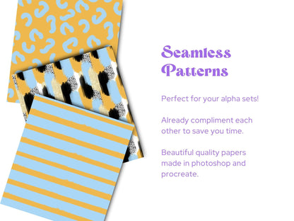 School Colors Seamless Pattern, Sublimation, Hand Drawn, Scrapbook Paper, Light Blue
