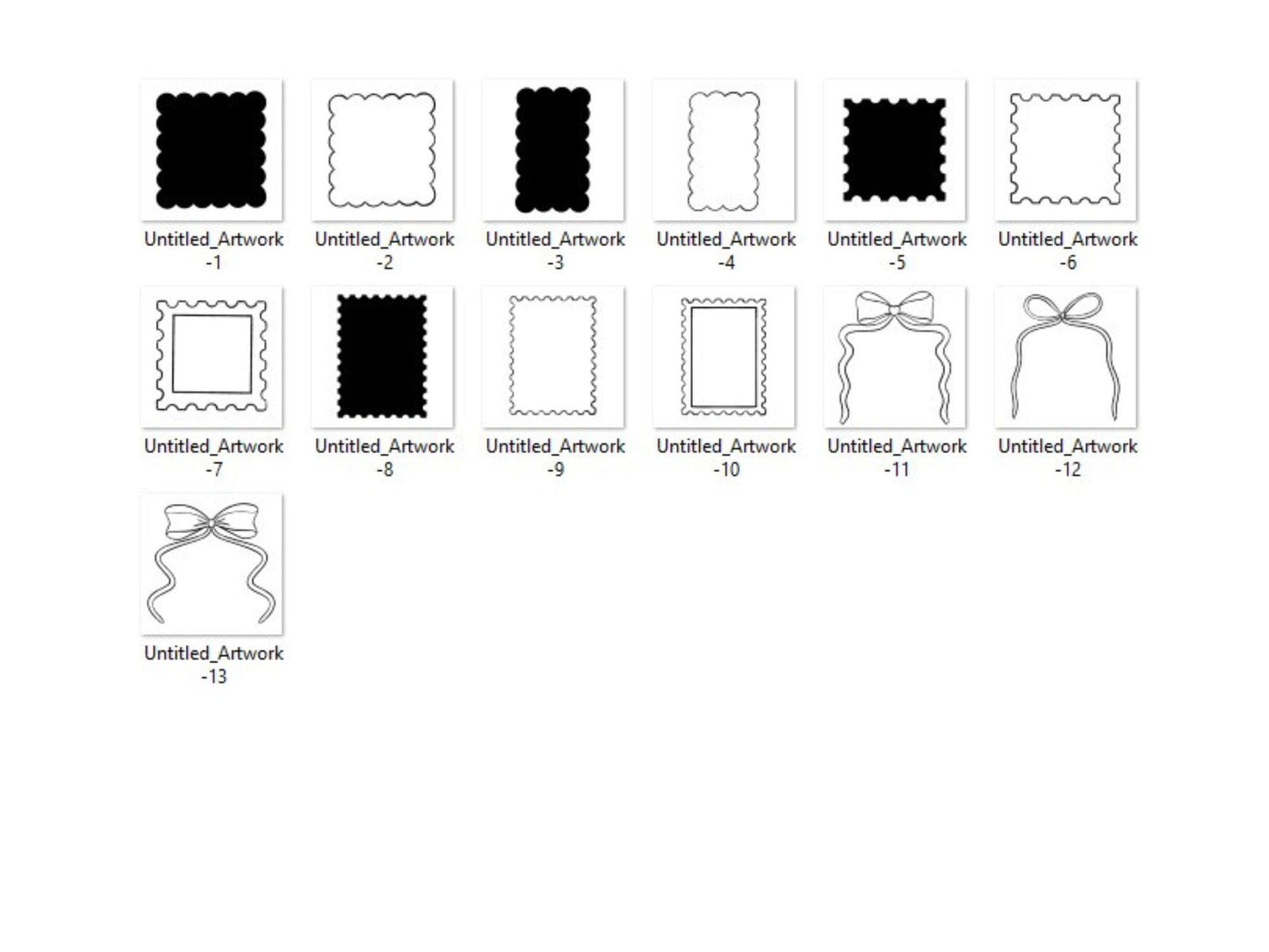 Postage Stamp Brush Set: Preppy Bows, Hand Drawn (Commercial Use, Digital Download