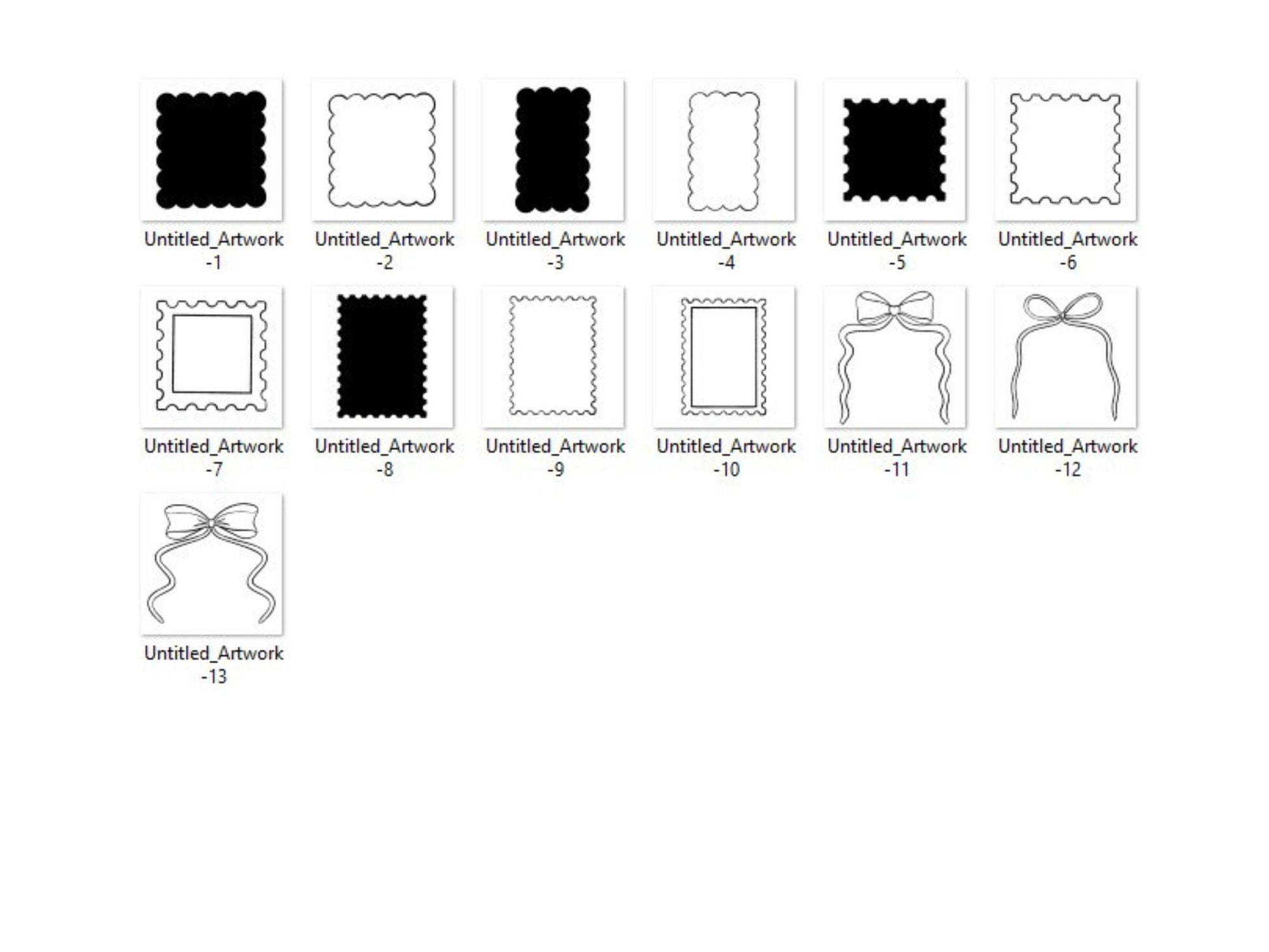 Postage Stamp Brush Set: Preppy Bows, Hand Drawn (Commercial Use, Digital Download