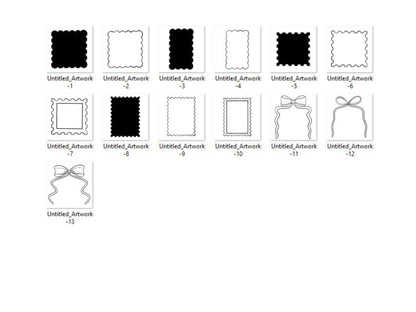 Postage Stamp Brush Set: Preppy Bows, Hand Drawn (Commercial Use, Digital Download