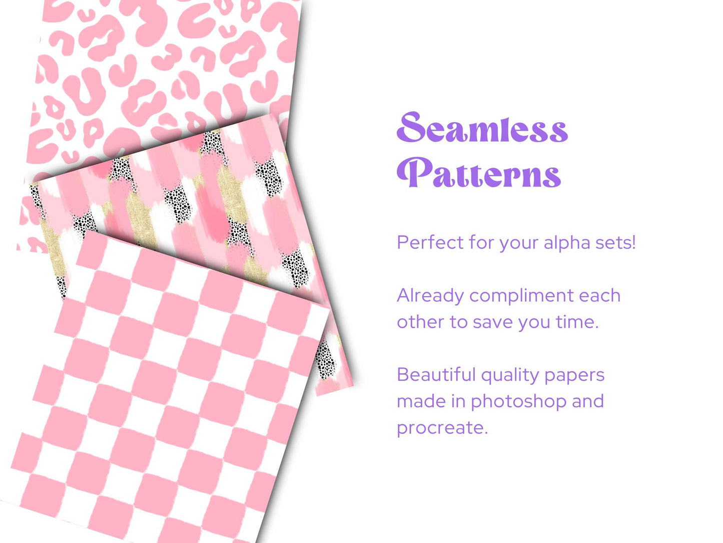 Preppy Pink Seamless Pattern, Hand Drawn, Scrapbook Paper, Pink Out