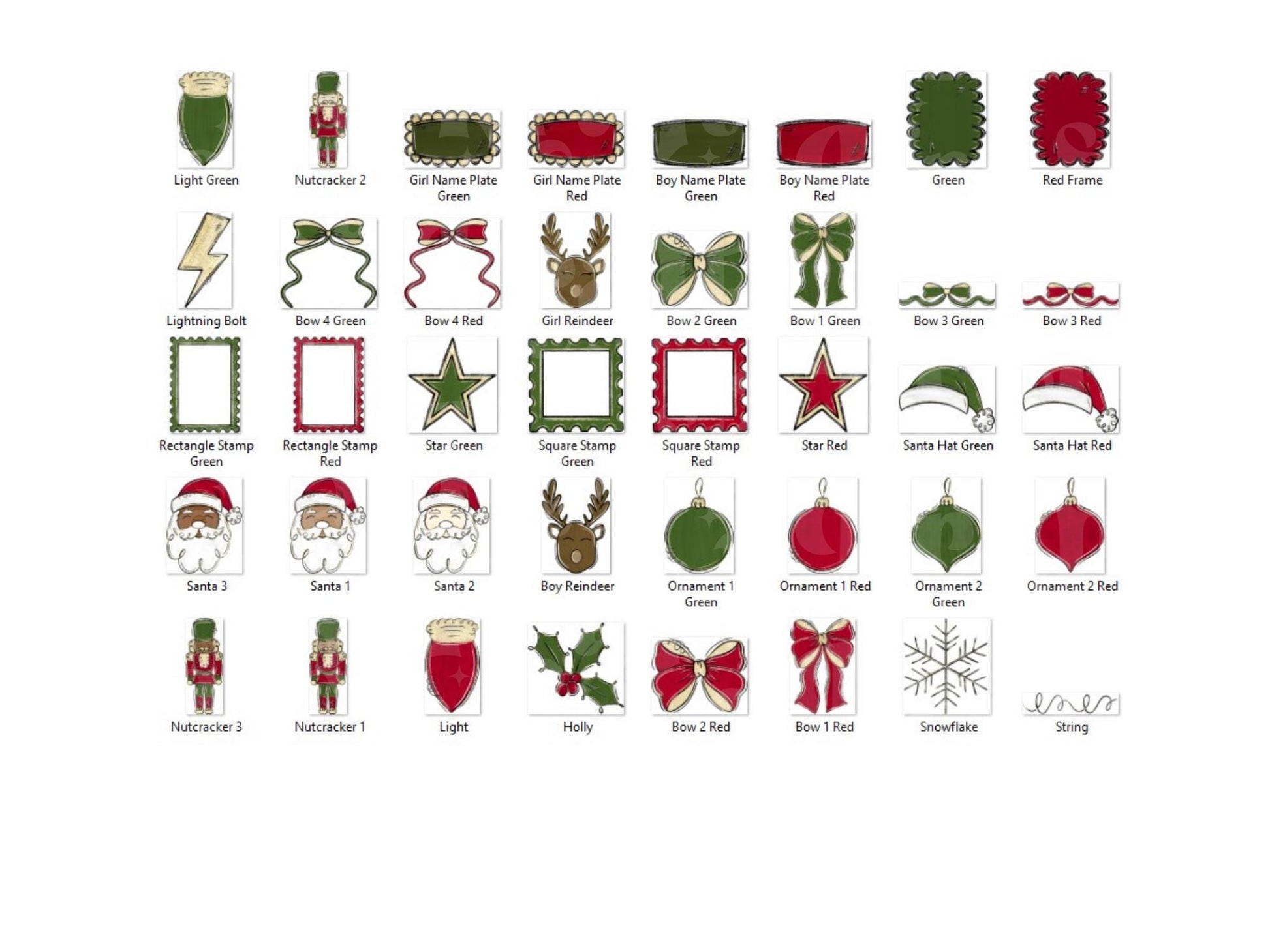 Christmas Clipart PNG Bundle: Hand Drawn Santa, Nutcracker (Commercial Use Allowed)