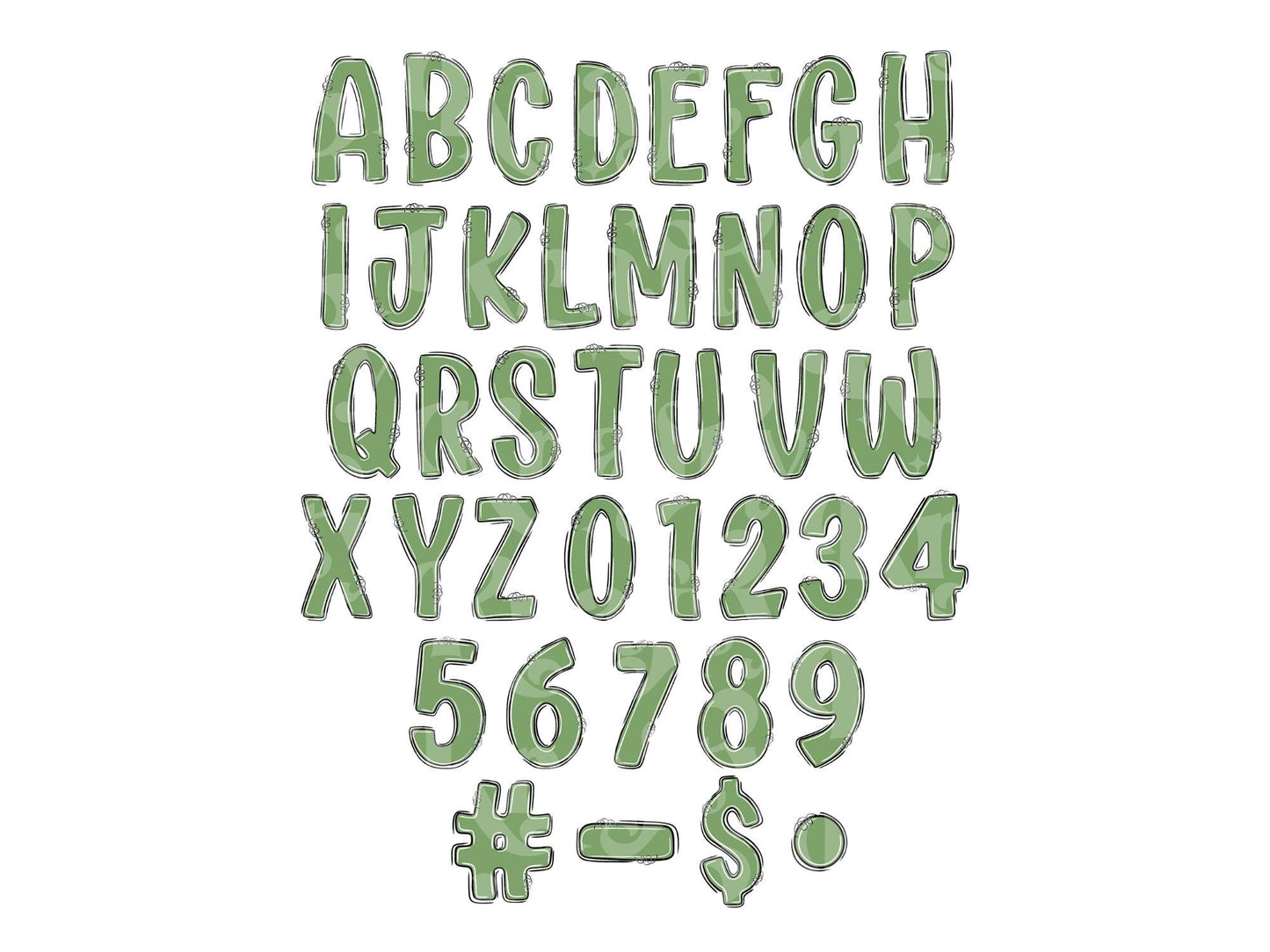 Preppy Christmas Alphabet Clipart Set: Doodle Letters, Santa, Reindeer (PNG Digital Download)
