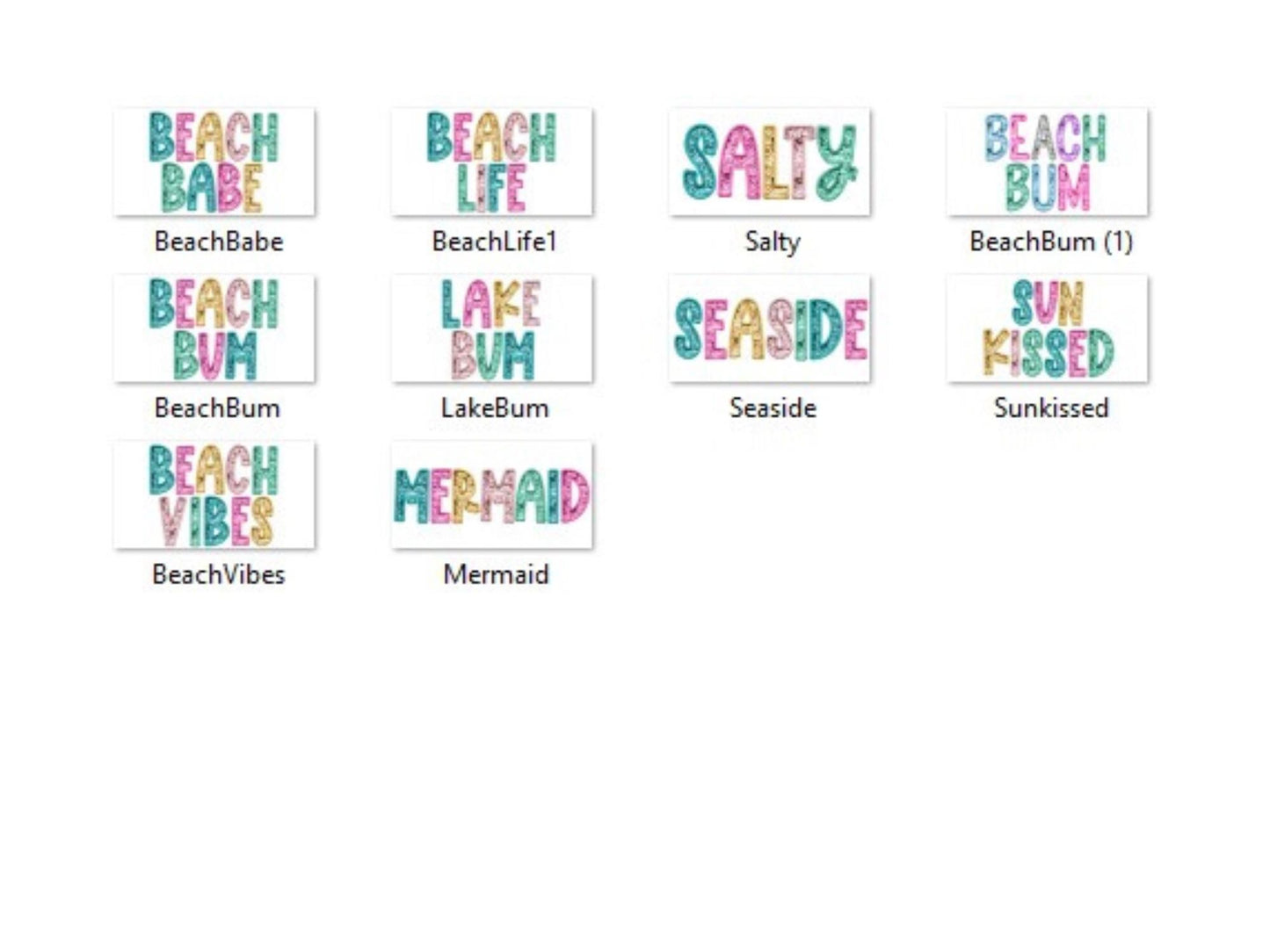 Beach Png Bundle: Faux Embroidery, Sequin Clipart (Digital Download)