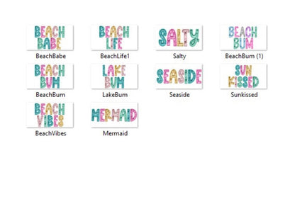 Beach Png Bundle: Faux Embroidery, Sequin Clipart (Digital Download)