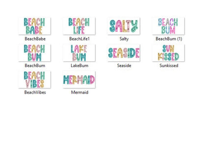 Beach Png Bundle: Faux Embroidery, Sequin Clipart (Digital Download)