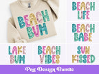 Beach Png Bundle: Faux Embroidery, Sequin Clipart (Digital Download)