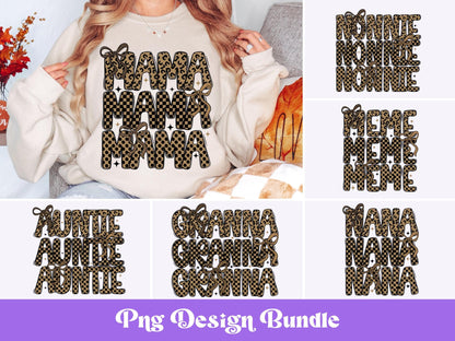 Fall Coquette Bow PNG Bundle: Checkered, Leopard, Polka Dot Prints (Digital Download)