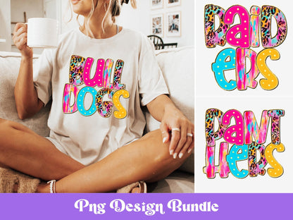 Mascot Name PNG Bundle: Leopard Print Glitter Sublimation Designs (Digital File)