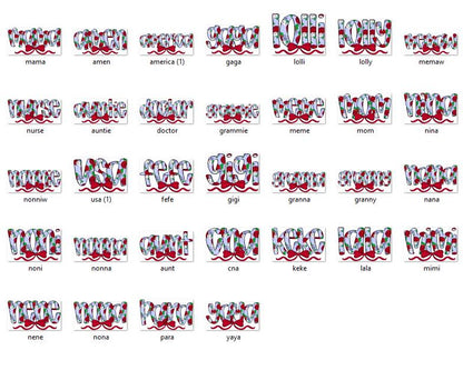 Floral Name PNG Design: Watercolor Coquette Bow, Patriotic 4th of July (Digital File)