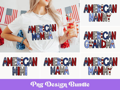 Patriotic Dalmatian Dots PNG Bundle: American Family Name Sublimation Designs (Digital File)