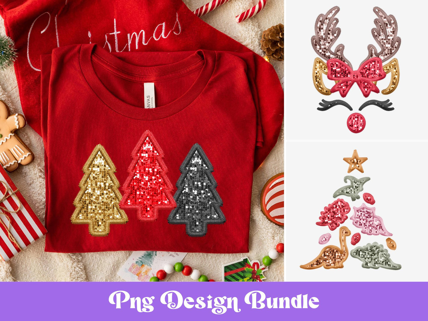 Faux Embroidery Christmas PNG Bundle: Christian Holiday Clipart (Digital Download)