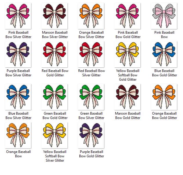 Coquette Baseball Bow PNG Bundle: Glitter Shirt Design (Digital Download)