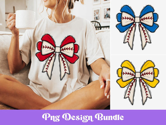 Coquette Baseball Bow PNG Bundle: Glitter Shirt Design (Digital Download)