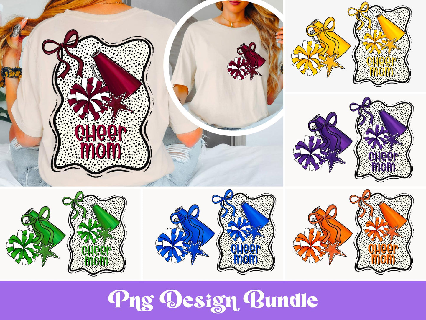 Cheer Mom PNG Bundle: Game Day Shirt Design (Digital Download