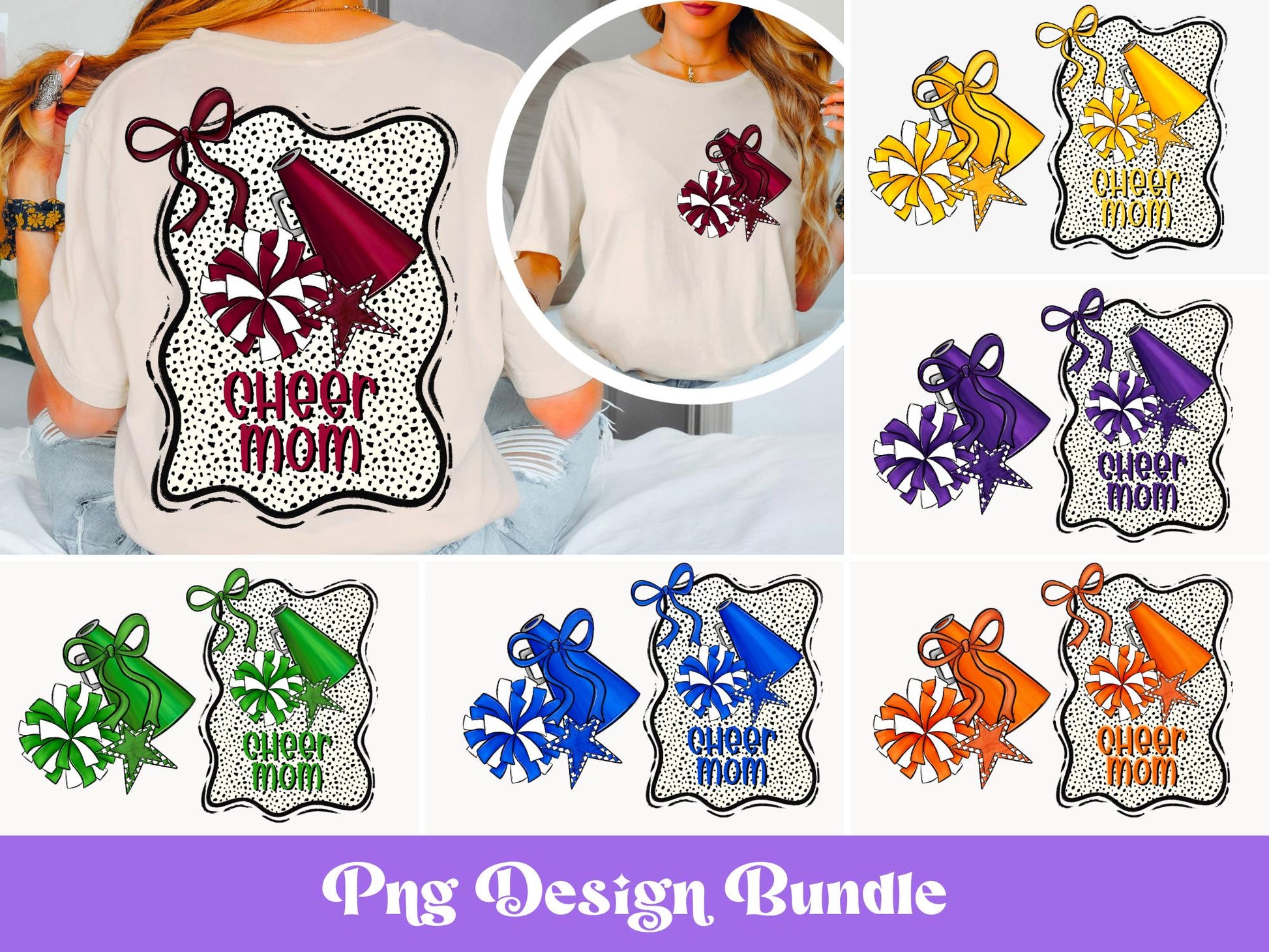 Cheer Mom PNG Bundle: Game Day Shirt Design (Digital Download