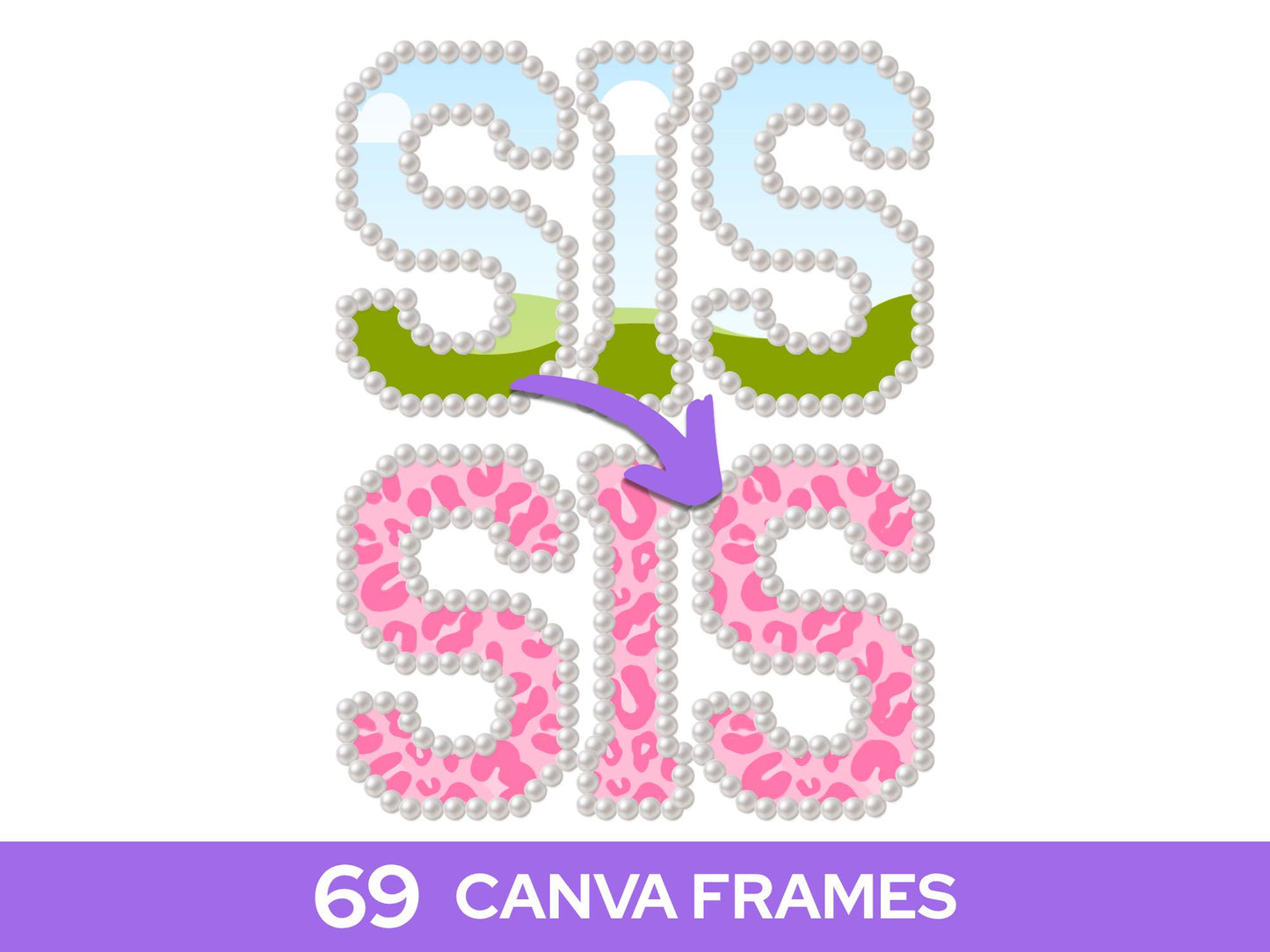 Pearl Frame Bundle: Hand-Drawn Clipart, Grandmillennial Design (Commercial Use PNG Design)