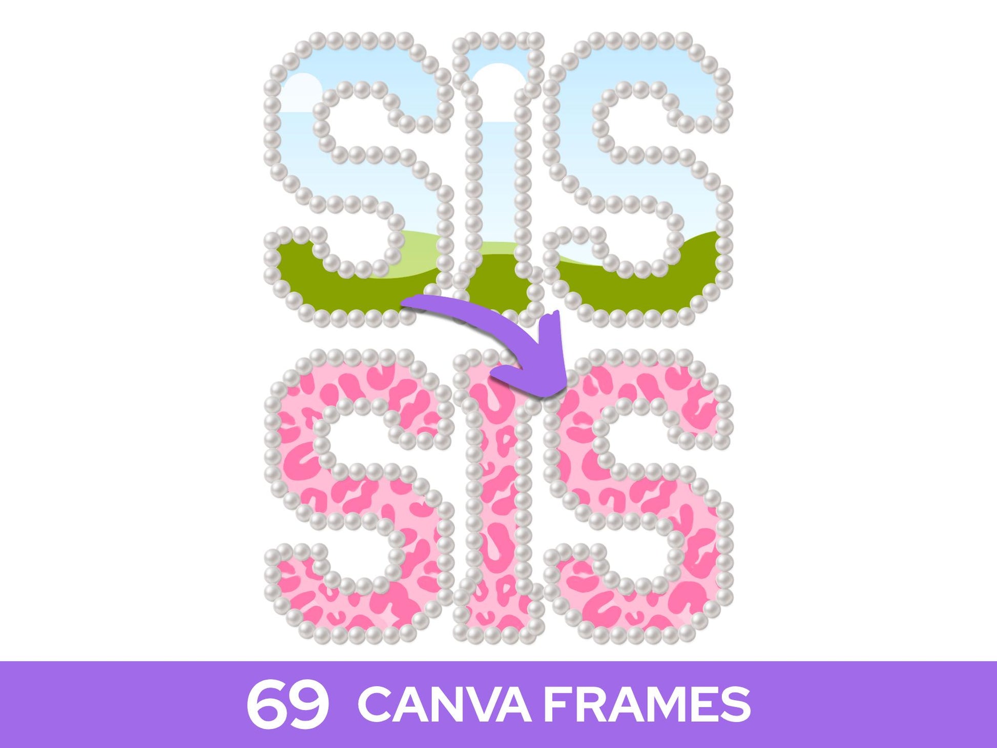 Pearl Frame Bundle: Hand-Drawn Clipart, Grandmillennial Design (Commercial Use PNG Design)