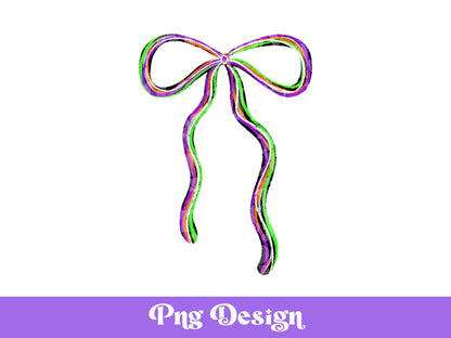 Neon Coquette Bow PNG Design: Messy Paint Brush Strokes (Digital File)