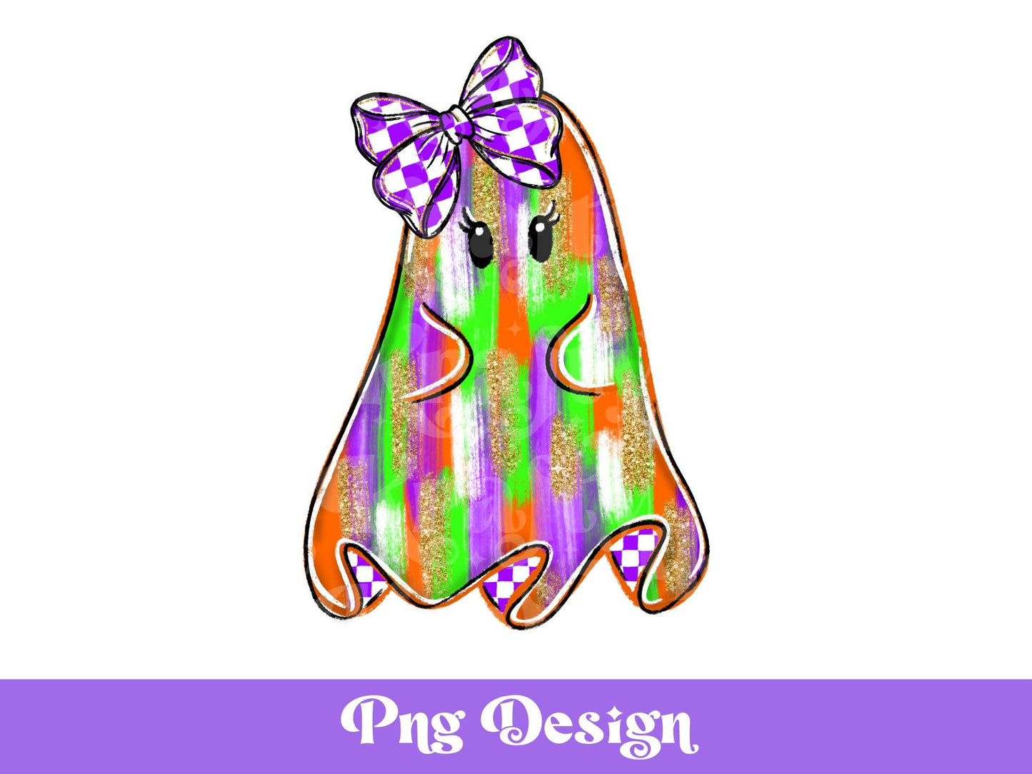 Neon Preppy Ghost PNG: Halloween Sublimation Design (Digital File)