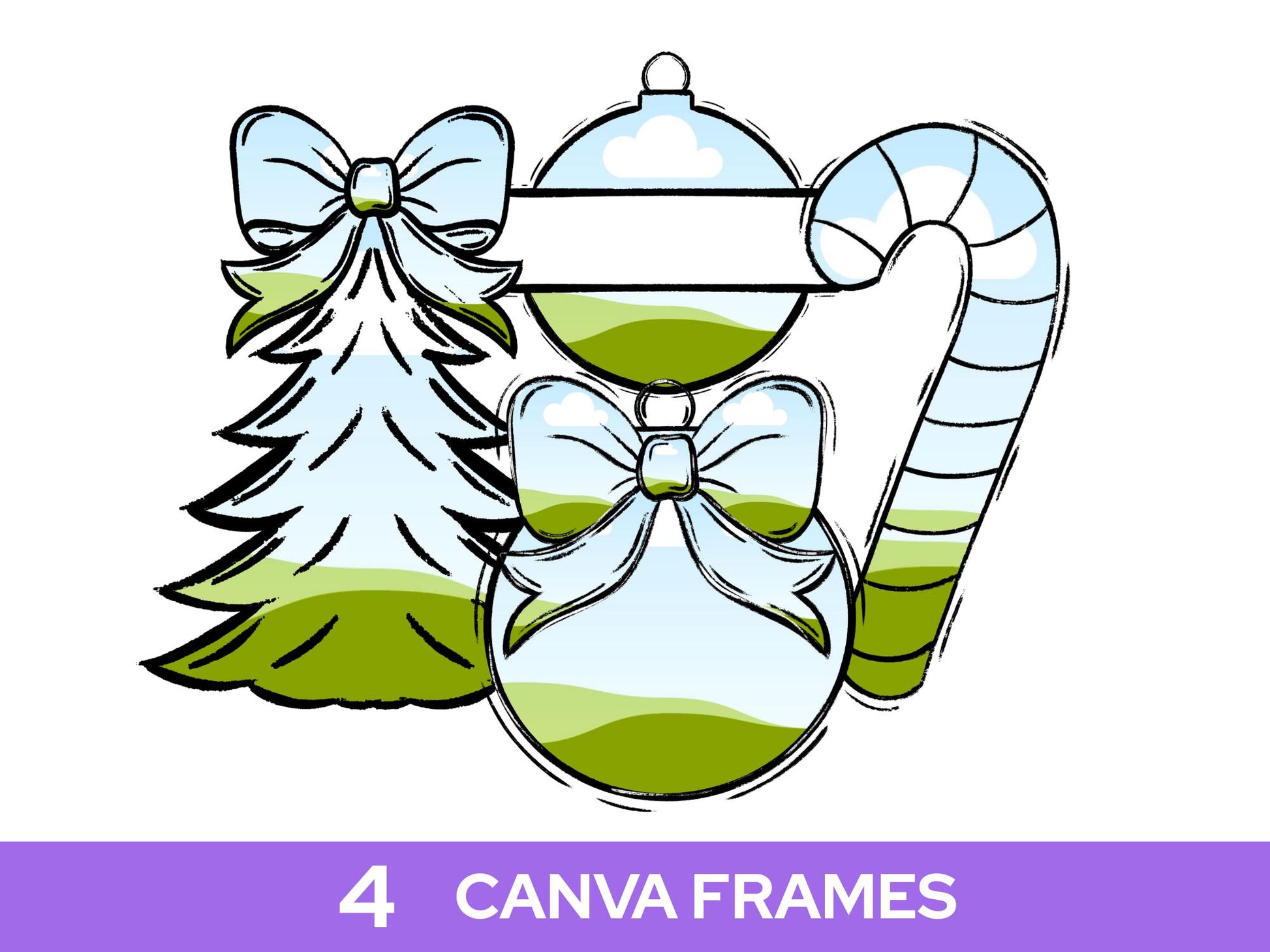 Christmas Frame Bundle: Hand-Drawn Clipart PNG Design (Commercial Use)