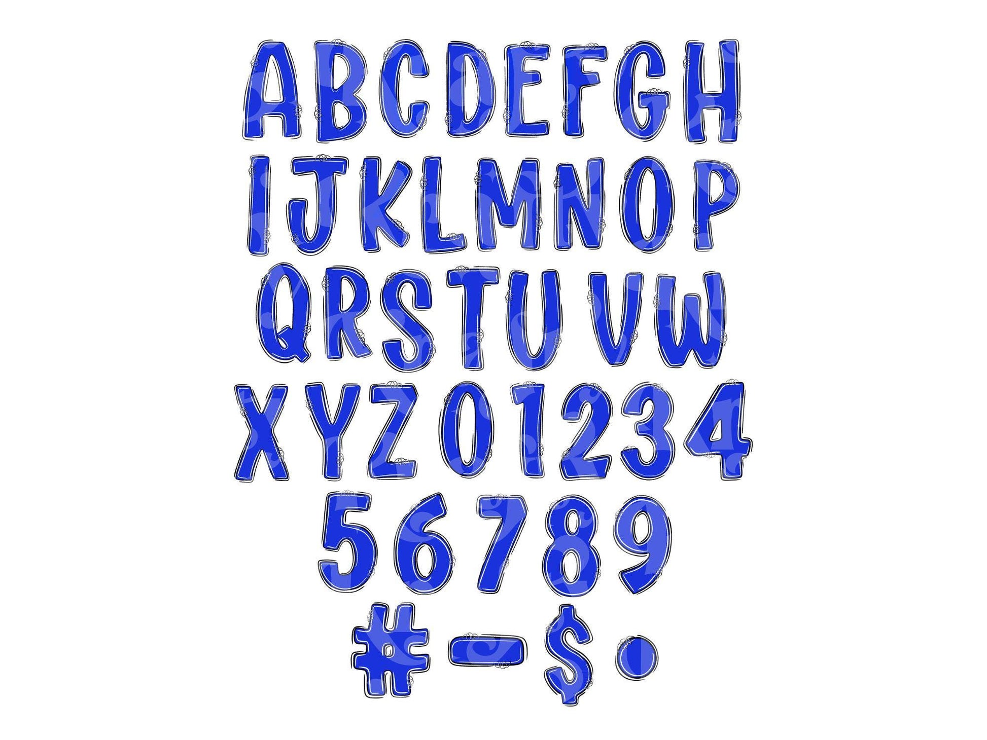 School Spirit Alphabet Clipart: Hand-Drawn Mascot Doodle (Digital Download)