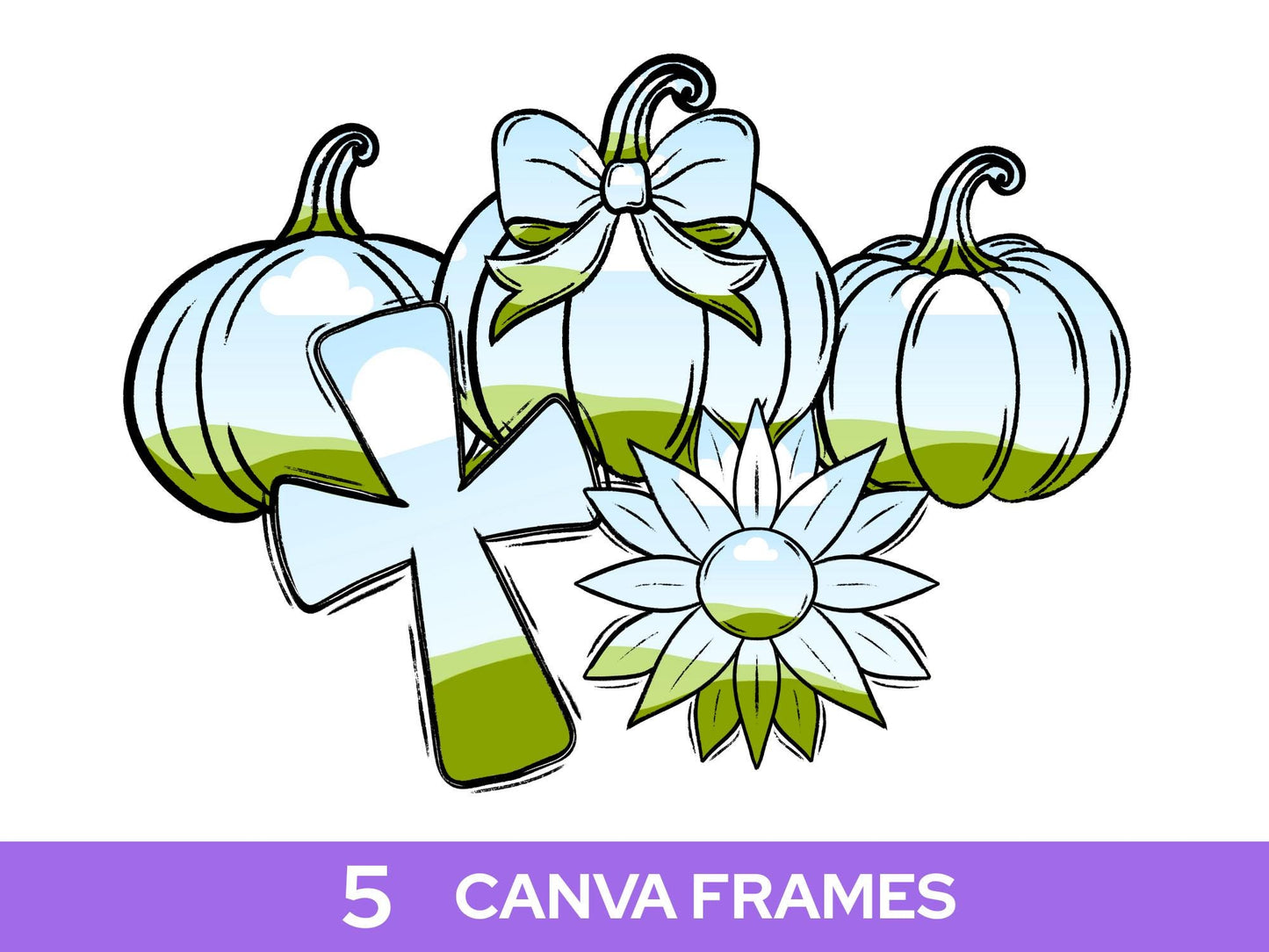 Fall Frame Bundle: Hand Drawn Clipart, Commercial Use