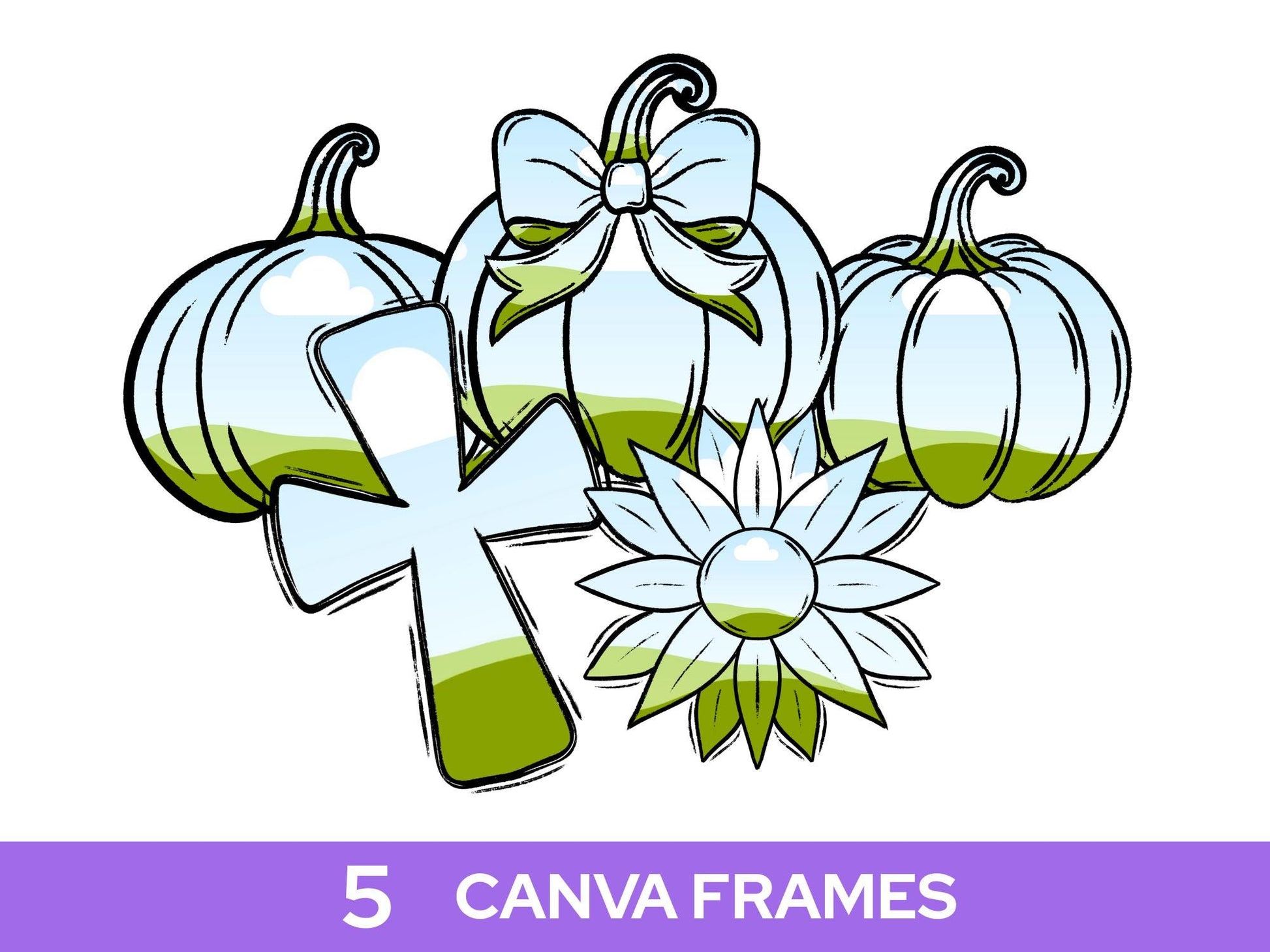 Fall Frame Bundle: Hand Drawn Clipart, Commercial Use