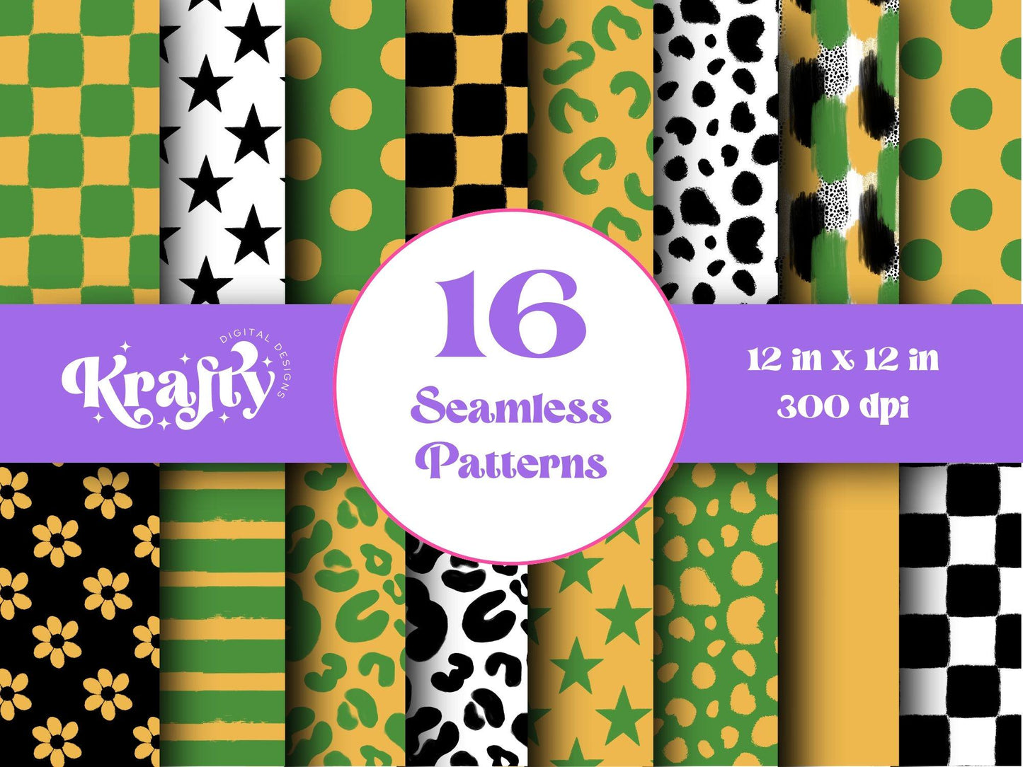 School Colors Seamless Pattern, Sublimation, Hand Drawn, Scrapbook Paper