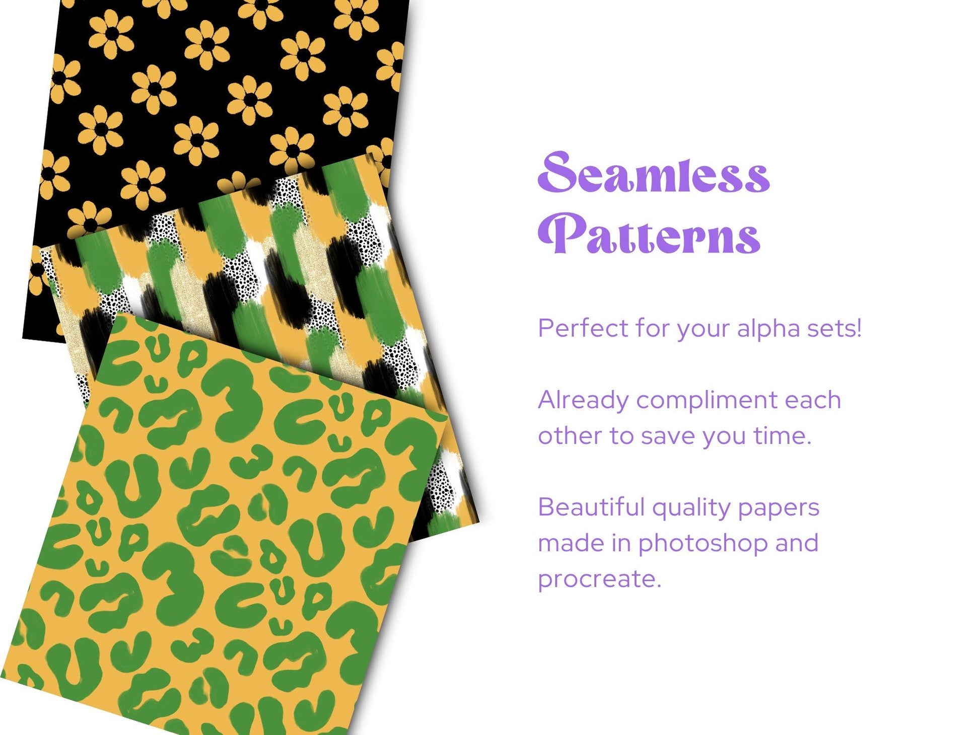 School Colors Seamless Pattern, Sublimation, Hand Drawn, Scrapbook Paper