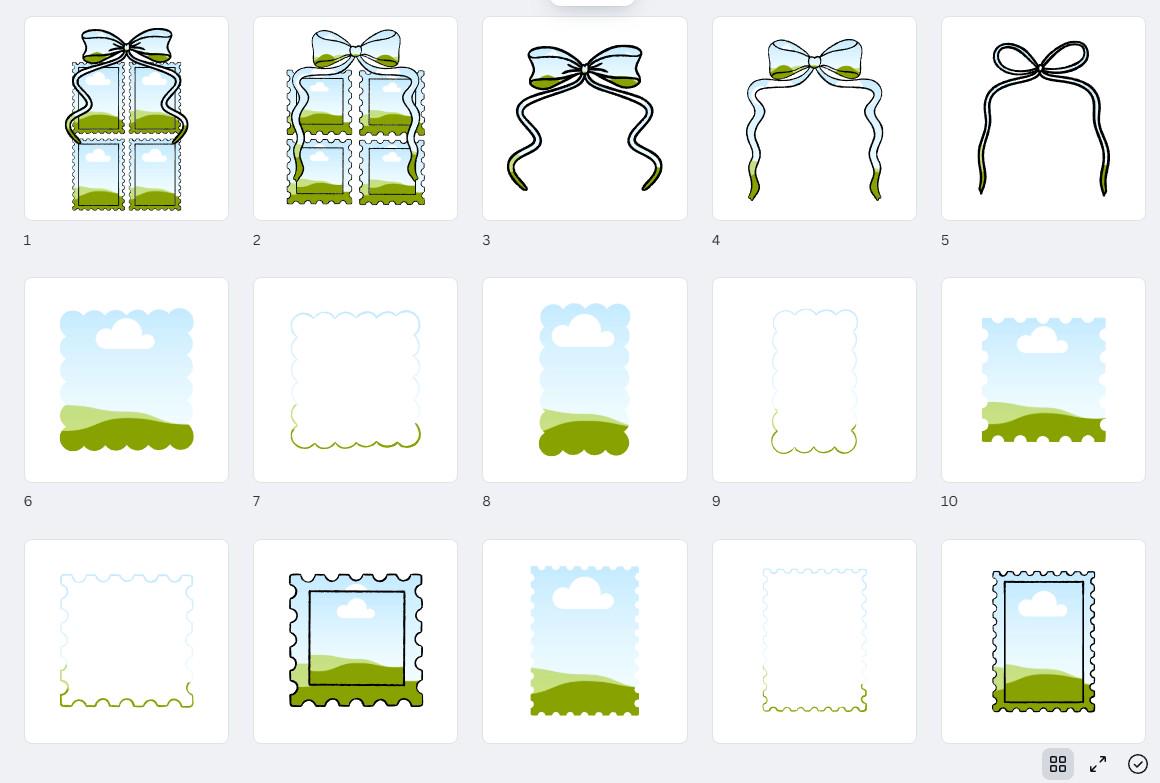 Postage Stamp Frame Clipart Bundle: Hand Drawn Coquette Bow PNG Designs