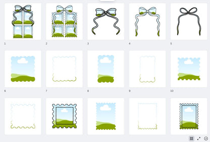 Postage Stamp Frame Clipart Bundle: Hand Drawn Coquette Bow PNG Designs