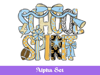 School Spirit Alphabet Clipart: Coquette Bow Team Mascot Doodle (PNG Digital Download)
