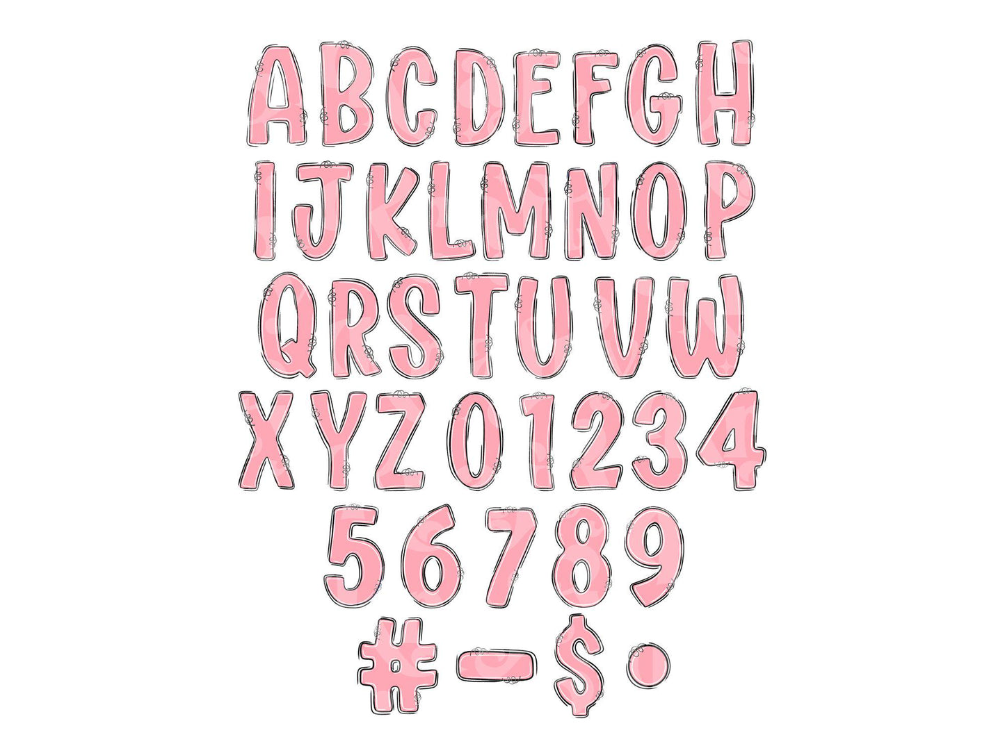 Christmas Alphabet Clipart Set: Preppy Doodle Letters (Digital Download)