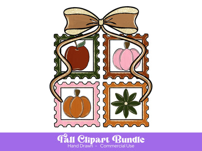 Fall Clipart PNG Bundle: Pumpkins, Bows, Thanksgiving (Commercial Use Allowed)
