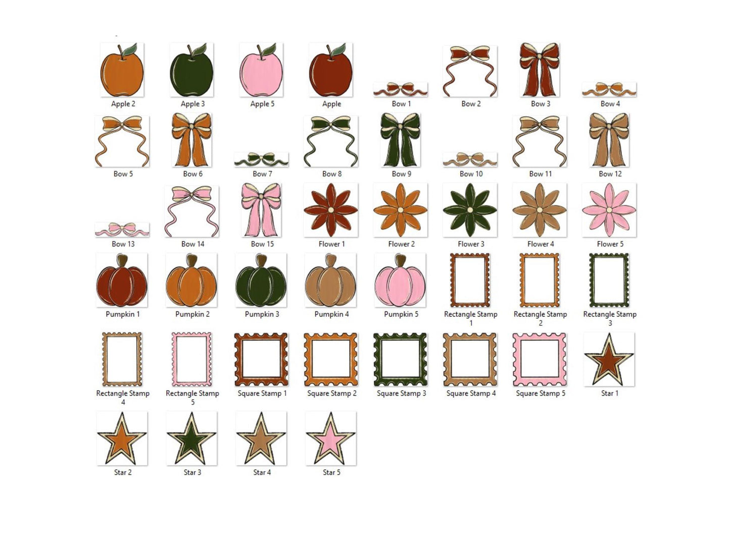 Fall Clipart PNG Bundle: Pumpkins, Bows, Thanksgiving (Commercial Use Allowed)