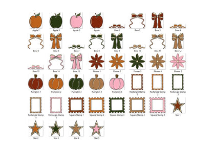 Fall Clipart PNG Bundle: Pumpkins, Bows, Thanksgiving (Commercial Use Allowed)
