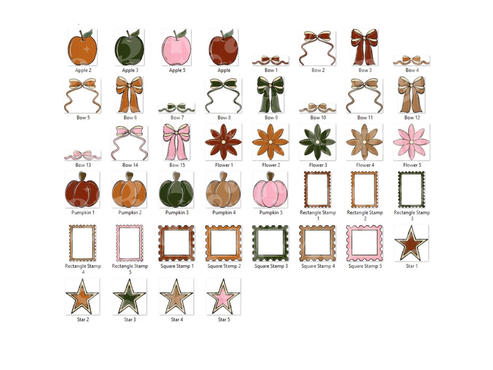 Preppy Fall Alphabet Clipart Set: Pumpkin Postage Stamp Doodle Letters (PNG Digital Download)