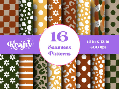 Fall Seamless Pattern, Digital Repeatable Pattern, Hand Drawn, Scrapbook Paper